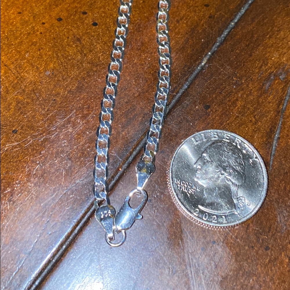 .925 STERLING SILVER NECKCHAIN DIAMOND CURB CUT NEW UNISEX !!